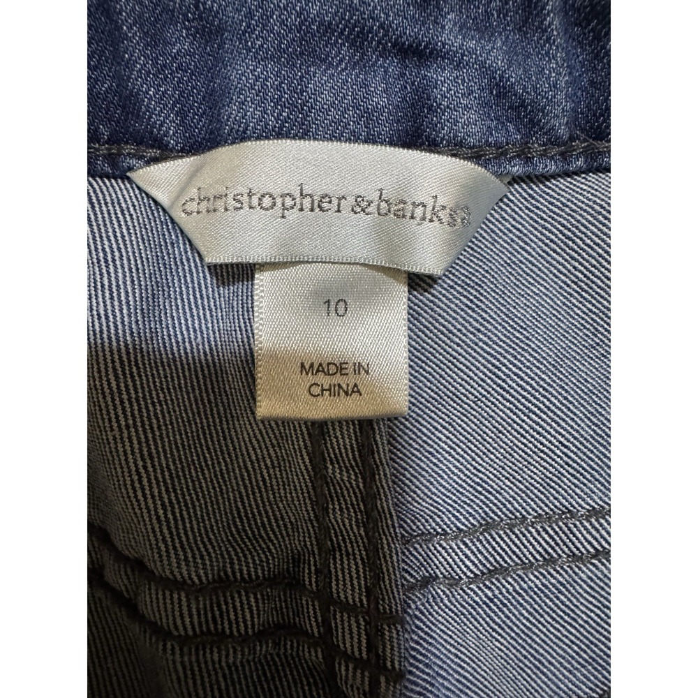 Christopher & Banks Blue Jeans Women's Size 10 Floral Embroidered Mid Rise - Picture 8 of 9